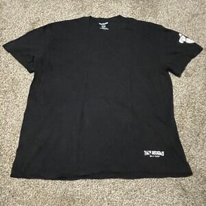 True Religion Black T-Shirt Mens Large Silver Logo Short Sleeve Crew Neck
